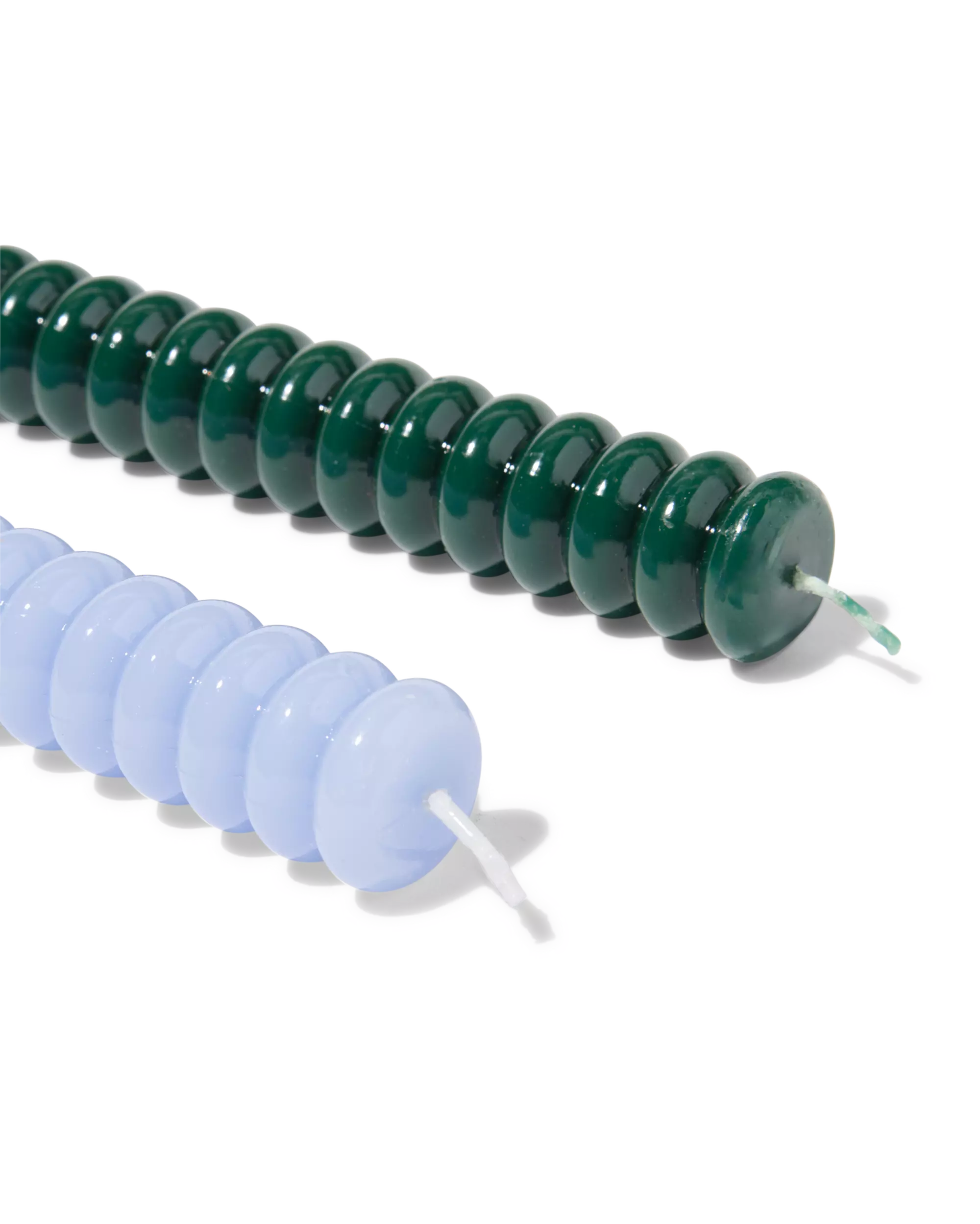 bougies longues ⌀2,2x25cm nervurées bleues - 2 pièces