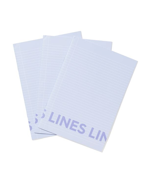 3 cahiers A4 lign&eacute;s bleu - 14120225 - HEMA