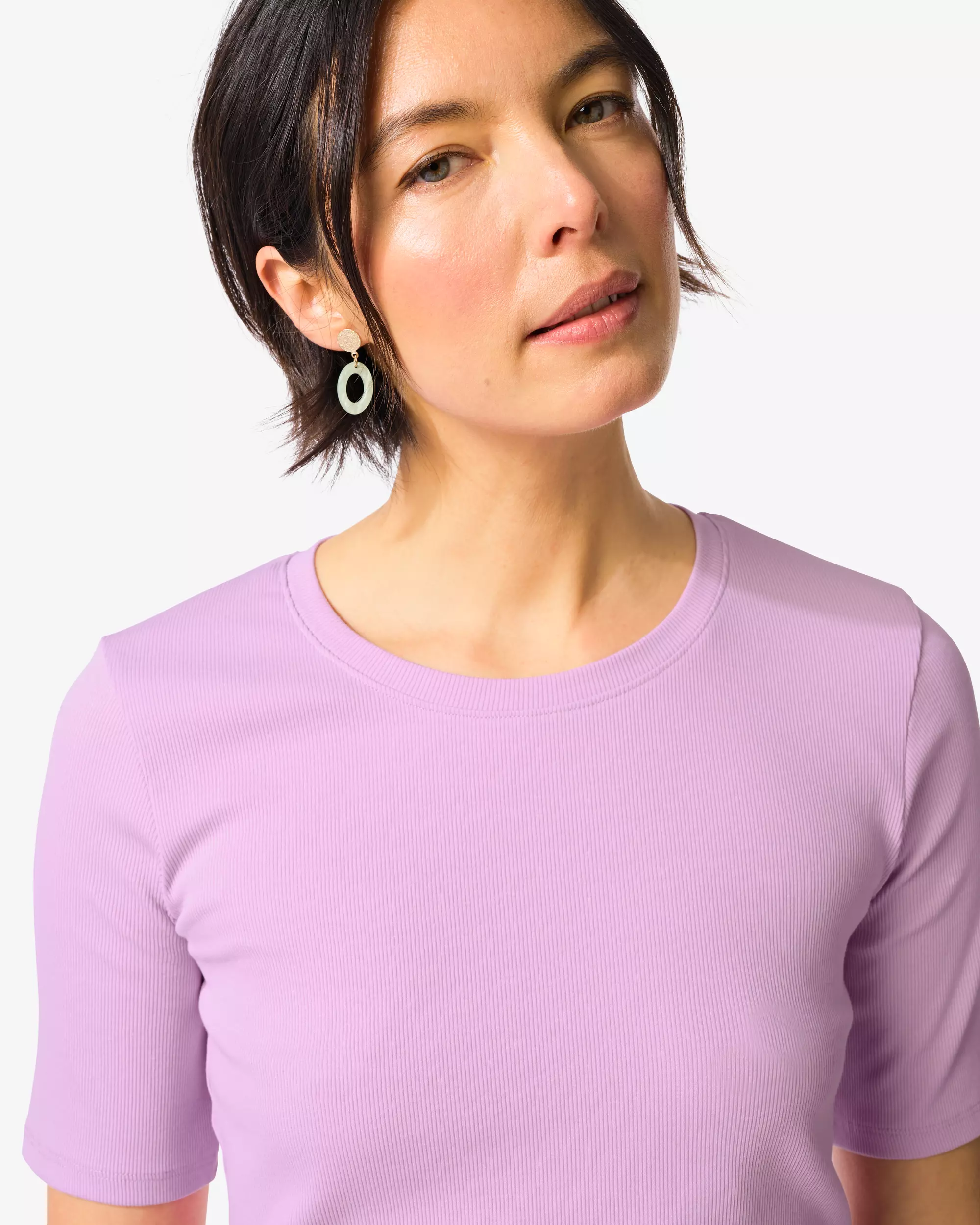 Damen-T-Shirt, normale Passform, gerippt