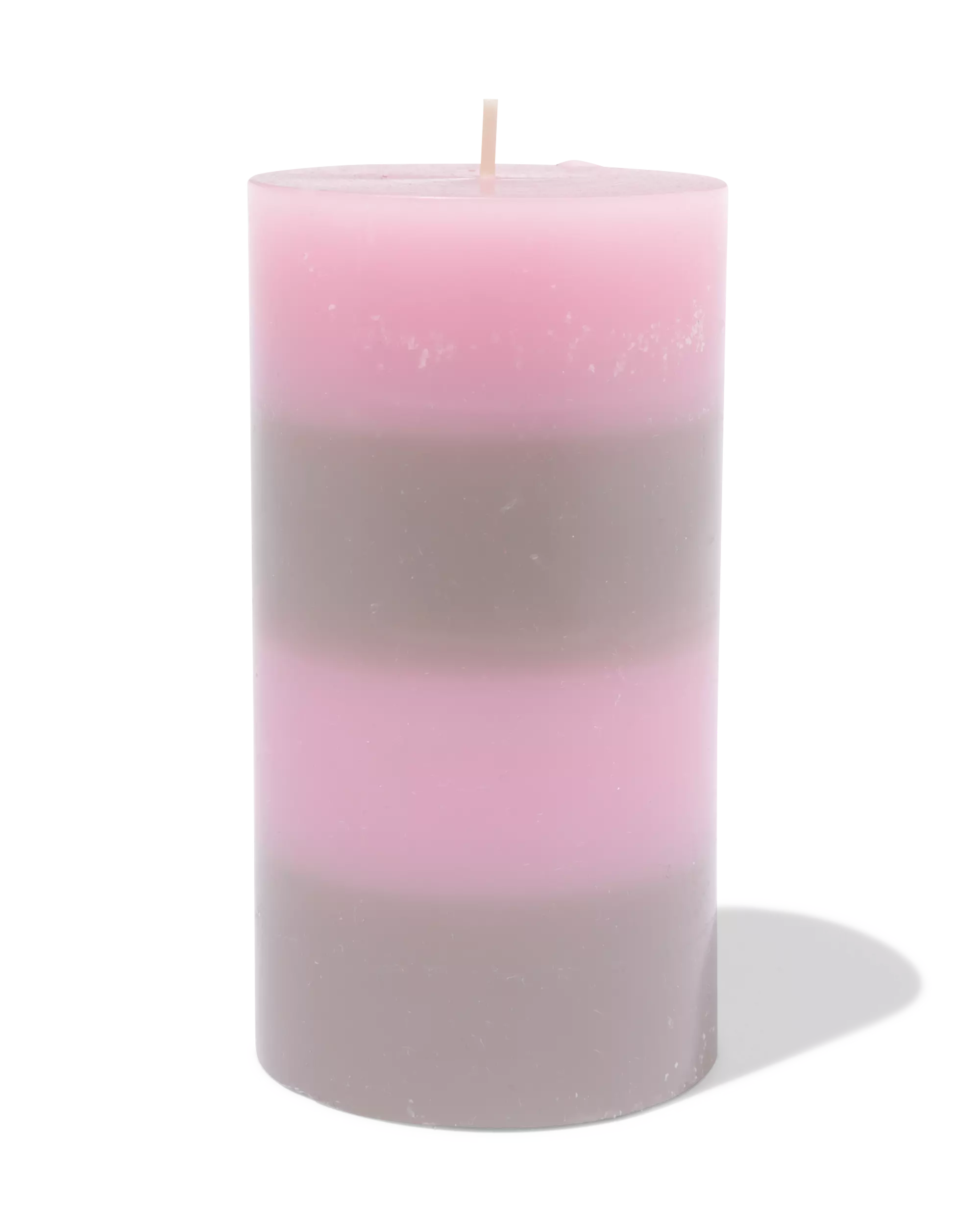 bougie cylindrique ⌀7x13cm rayures rose naturel