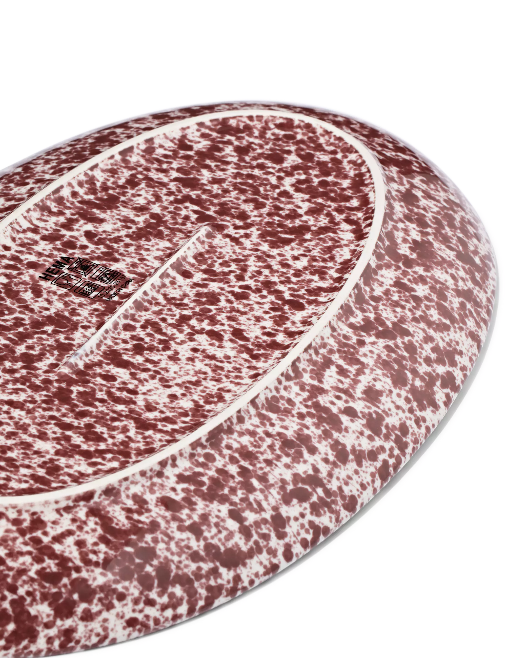 plat de service 21 x 32 x 2cm Trend faïence rouge bordeaux moucheté