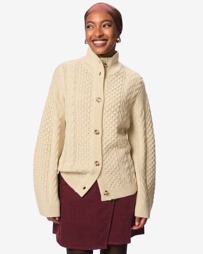 cardigan femme torsad&eacute; grosse maille blanc cass&eacute; blanc cass&eacute; - 36214610OFFWHITE - HEMA