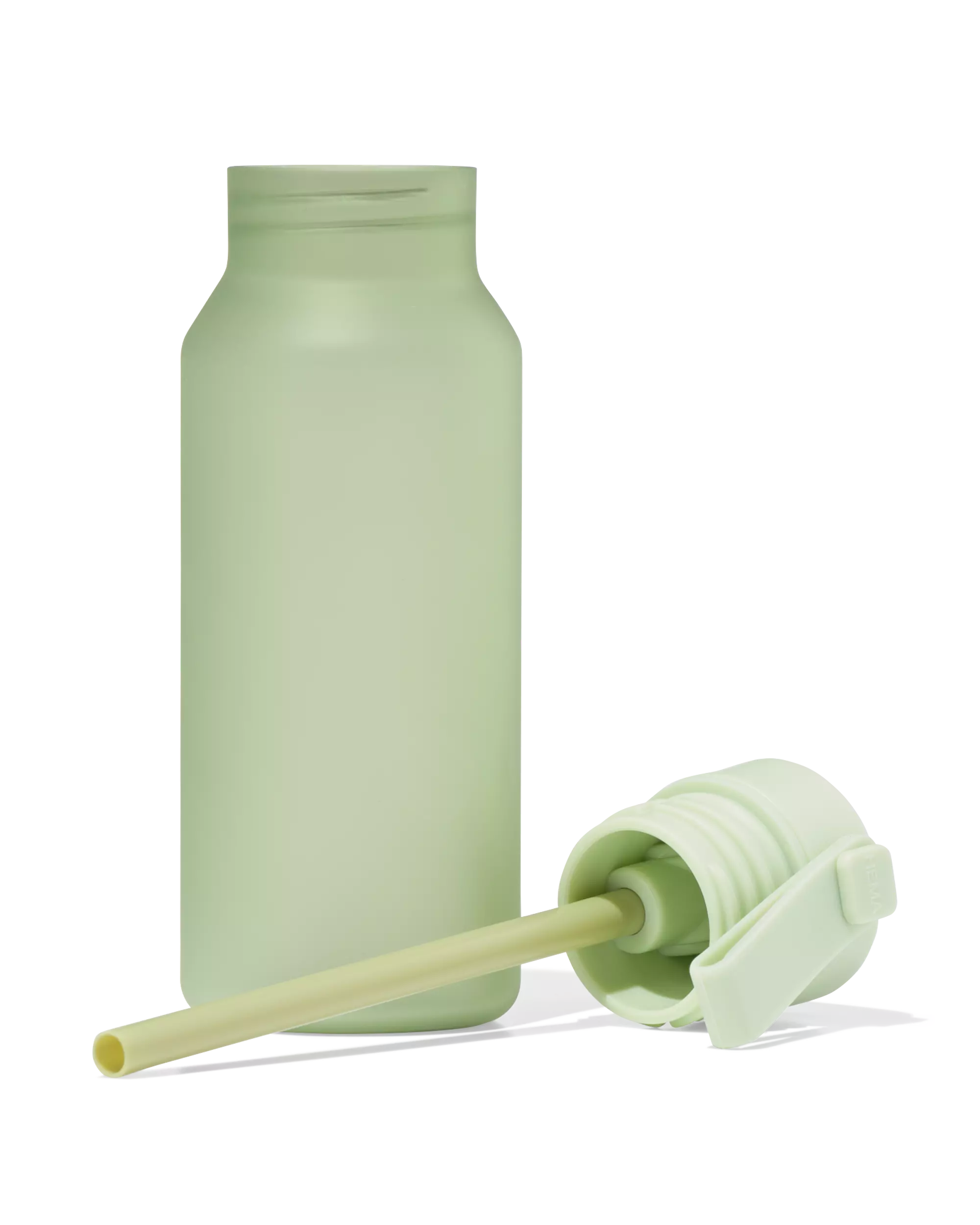 Wasserflasche mit Trinkhalm, 430 ml, grün