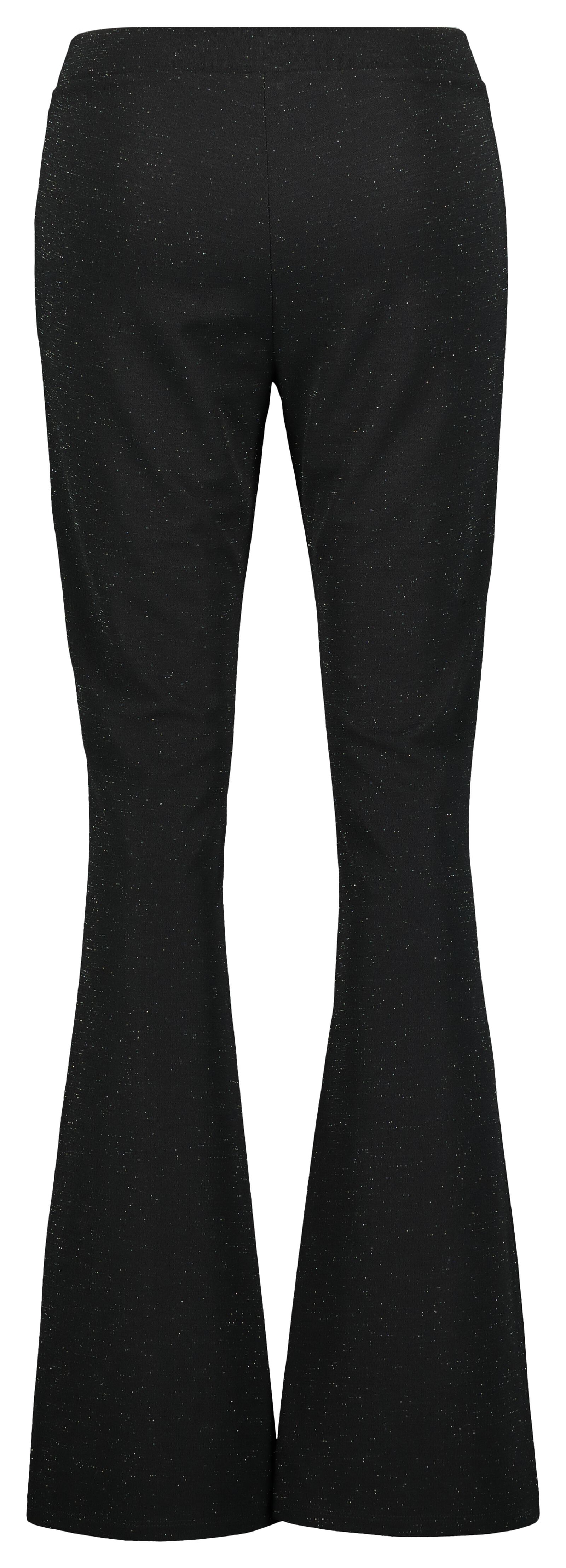 damesbroek flared glitter zwart zwart - 36212580BLACK - HEMA