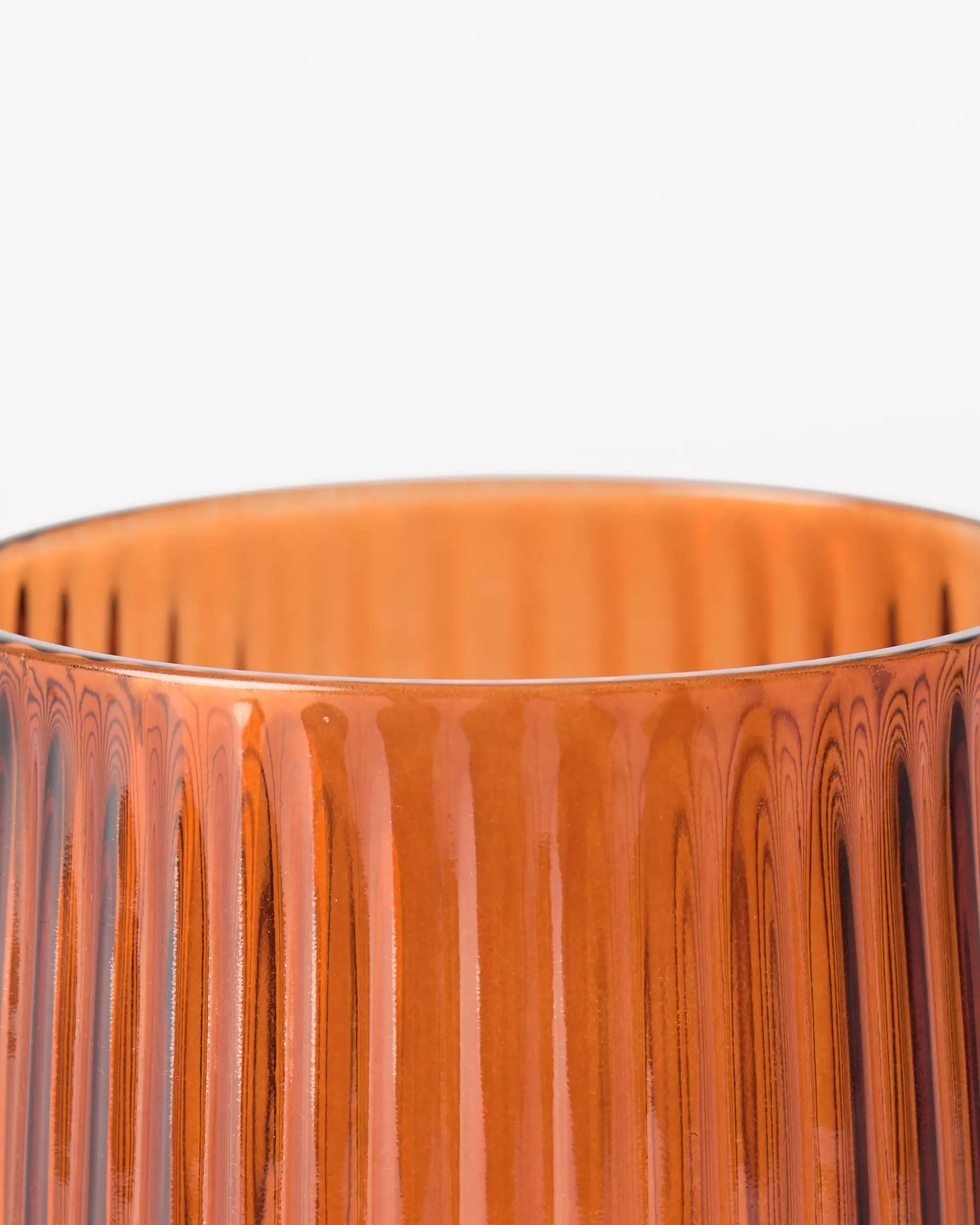 theelichthouder ⌀10x8cm Bink glas ribbel oranje