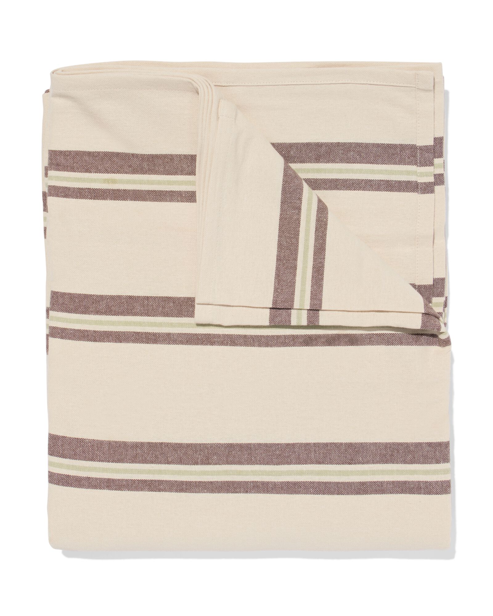 tafelkleed XL 320x145cm katoen strepen bruin - 5300102 - HEMA
