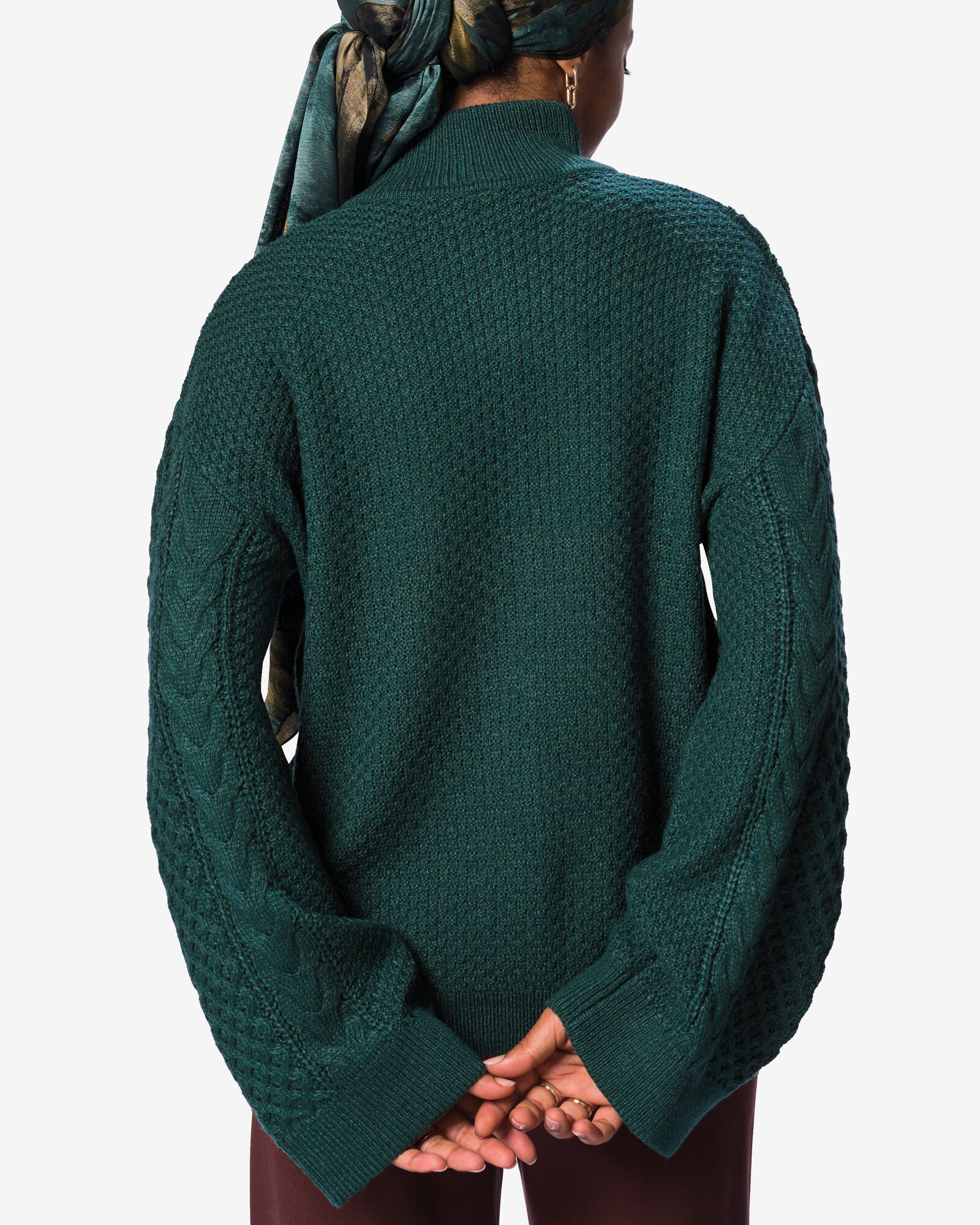 damesvest Zelda kabel grofgebreid zeegroen zeegroen - 36214580SEAGREEN - HEMA