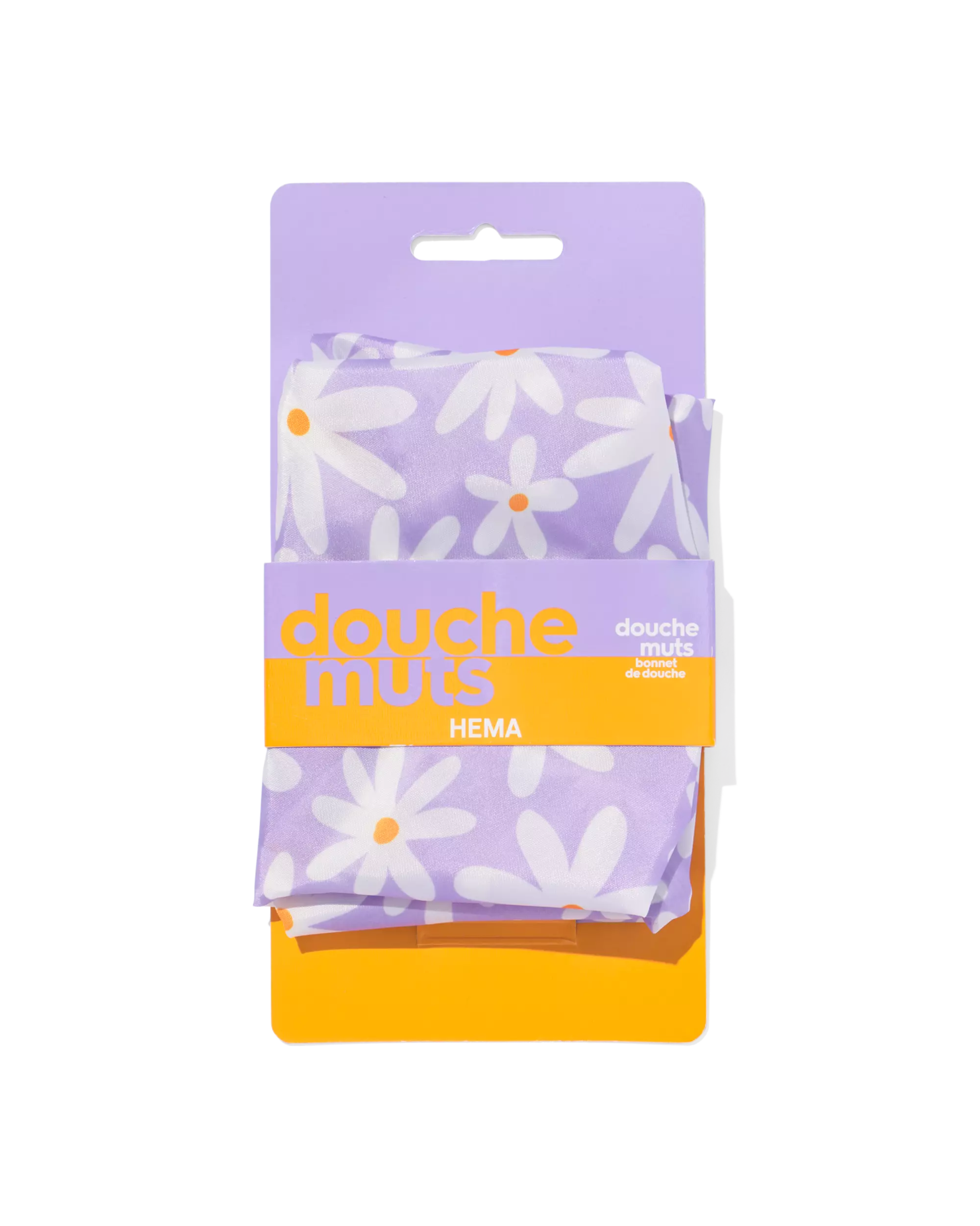 bonnet de douche lilas à fleurs