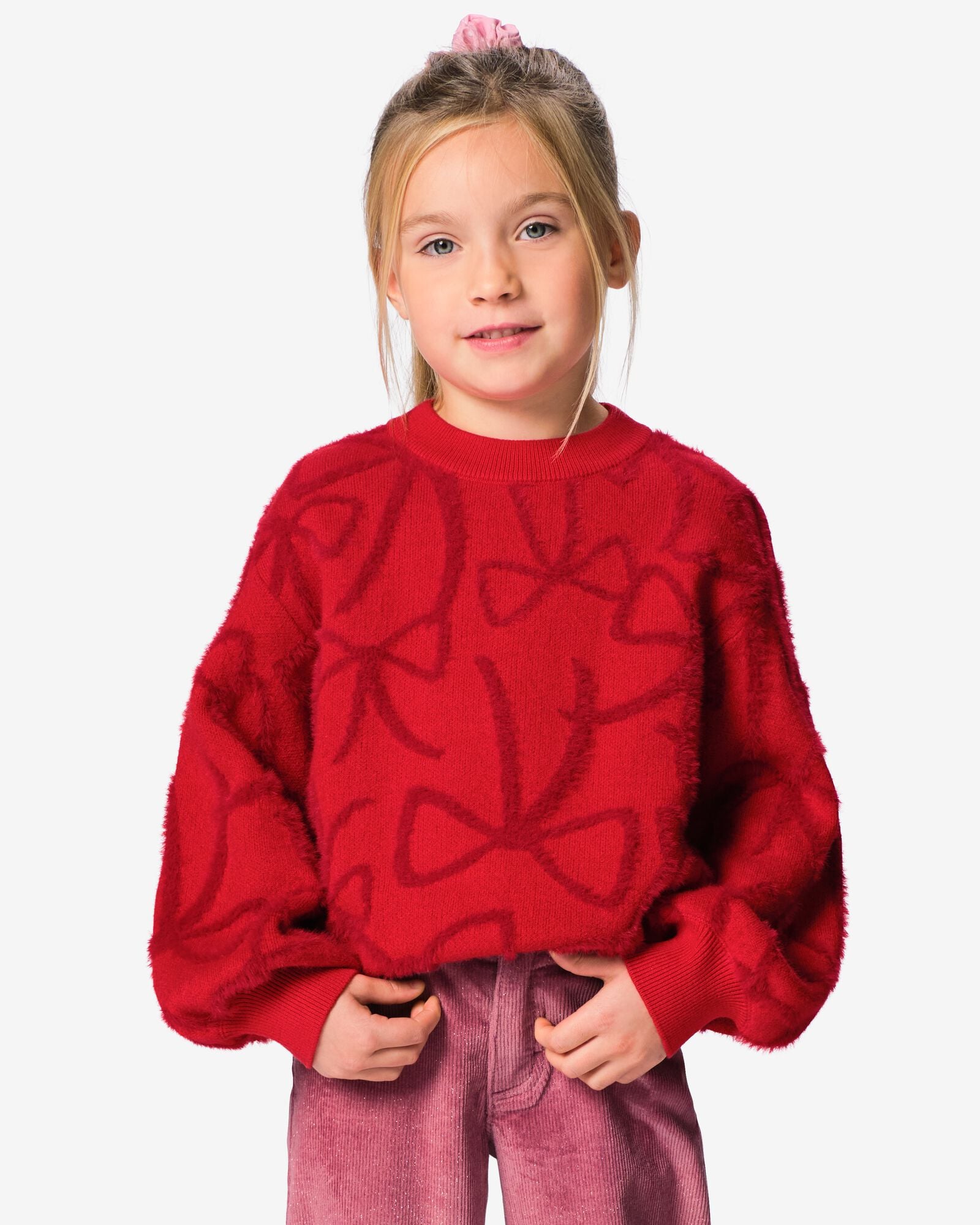 pull enfant grosse maille n&oelig;uds rouge rouge - 30898007RED - HEMA