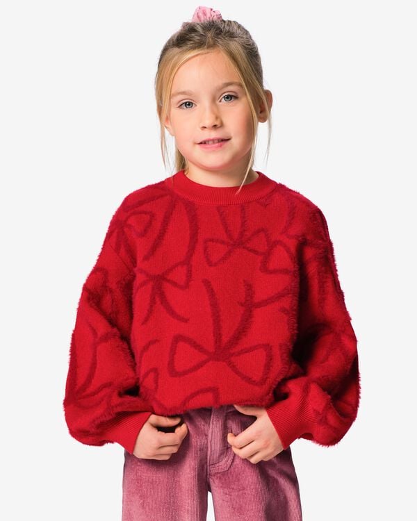 pull enfant grosse maille n&oelig;uds rouge rouge - 30898007RED - HEMA