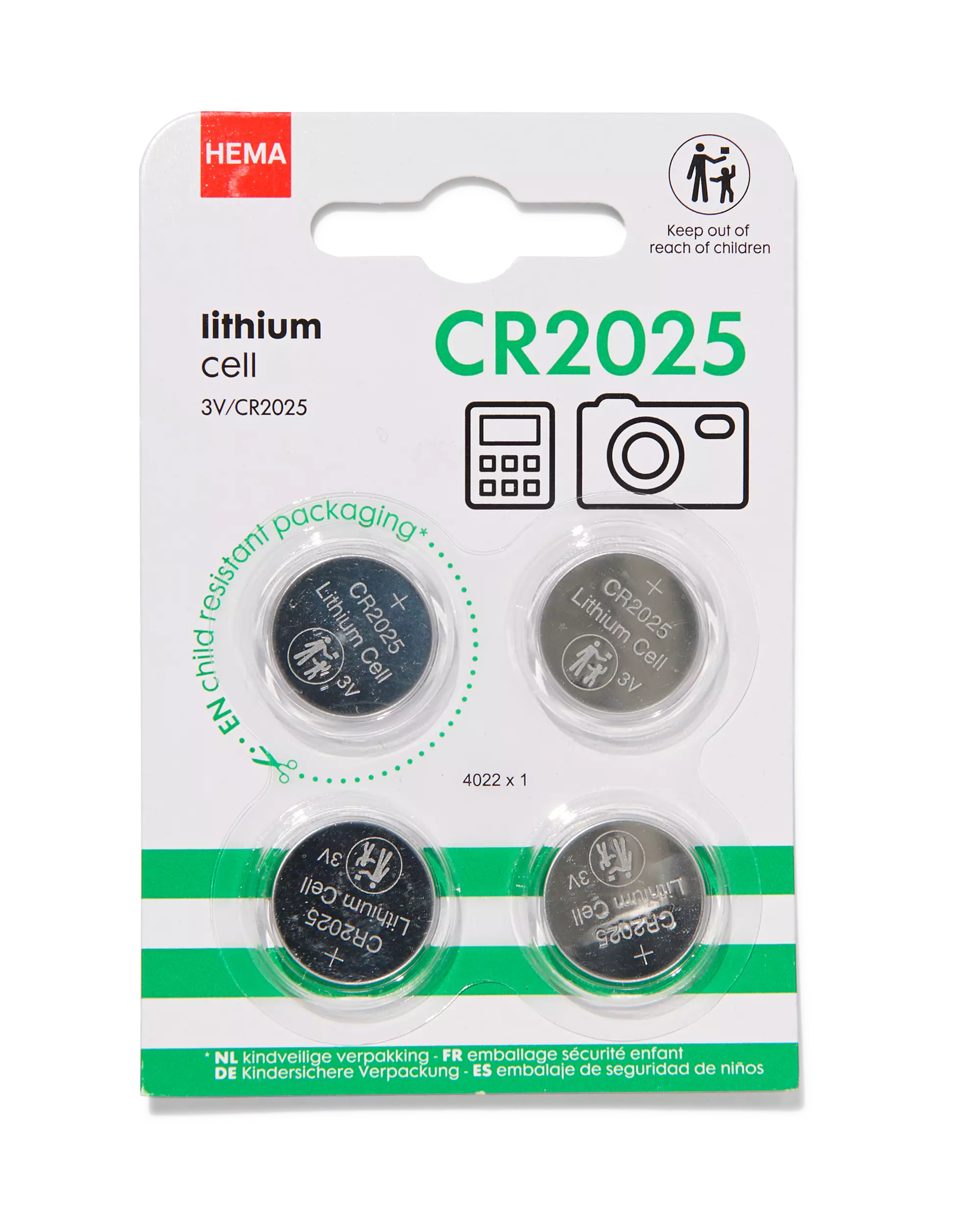 CR2025 lithium batterijen - 4 stuks