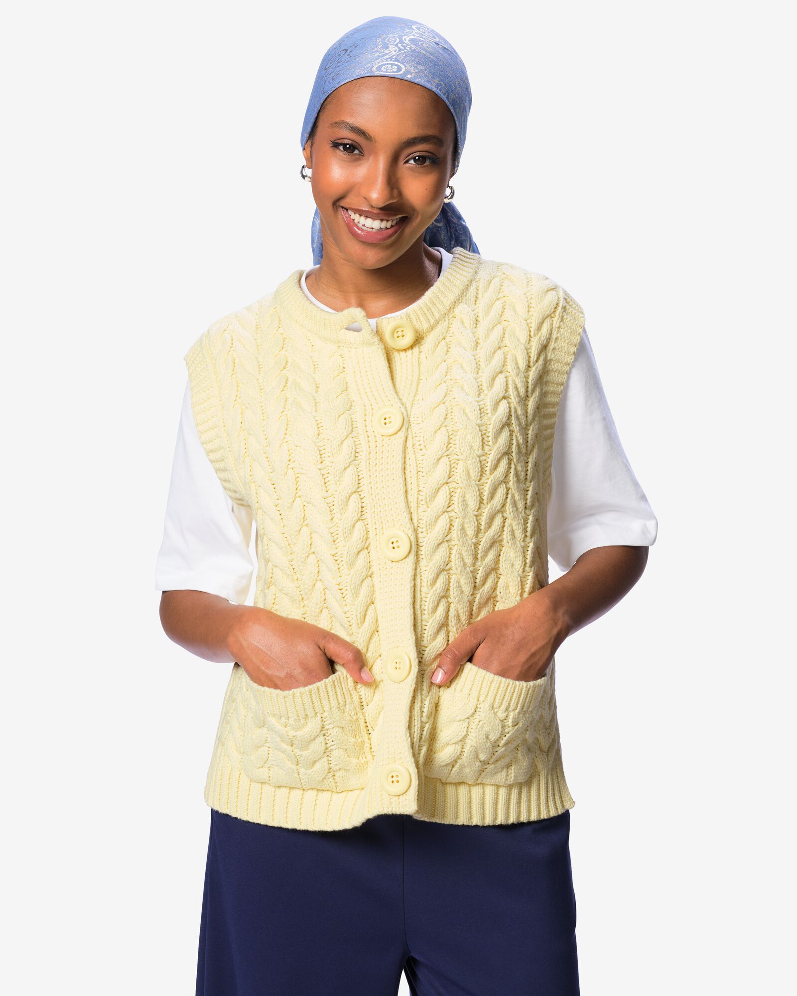 spencer femme Nadine torsades jaune jaune - 36212980YELLOW - HEMA