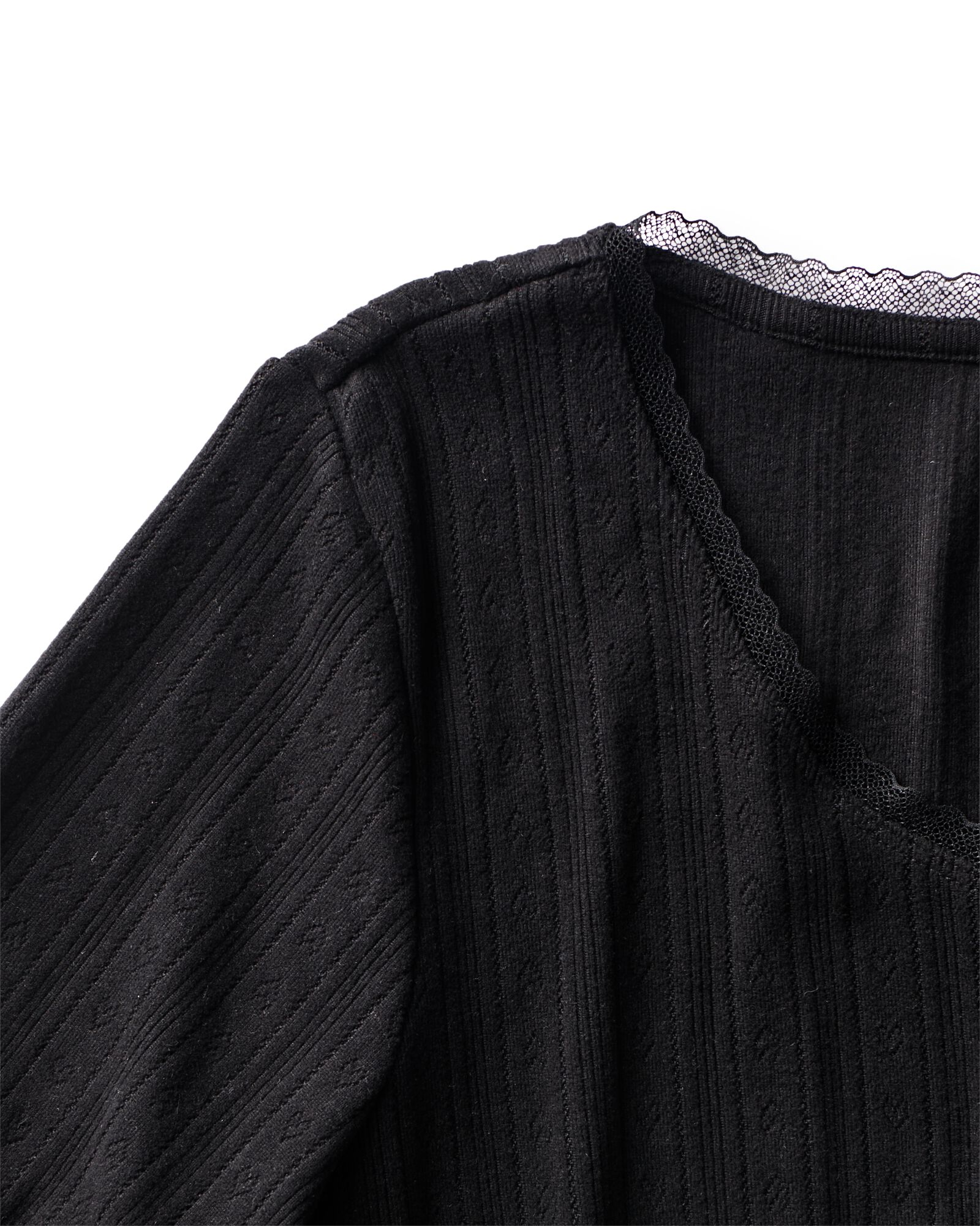 pyjama femme ajour&eacute; c&oelig;urs noir noir - 23401689BLACK - HEMA