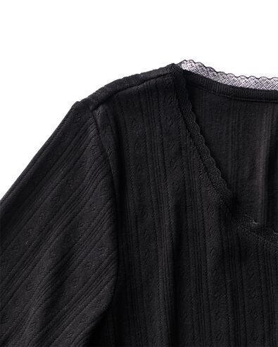 pyjama femme ajour&eacute; c&oelig;urs noir noir - 23401689BLACK - HEMA