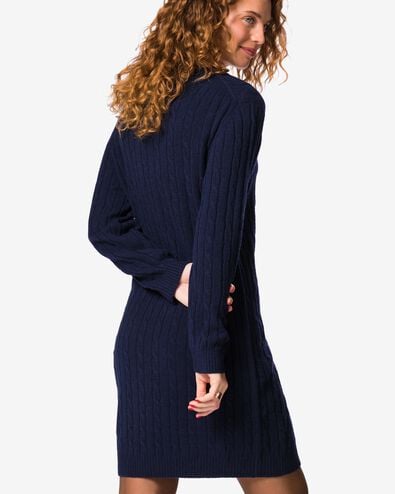 robe femme laine coupe classique motif torsad&eacute; bleu fonc&eacute; bleu fonc&eacute; - 36215070DARKBLUE - HEMA