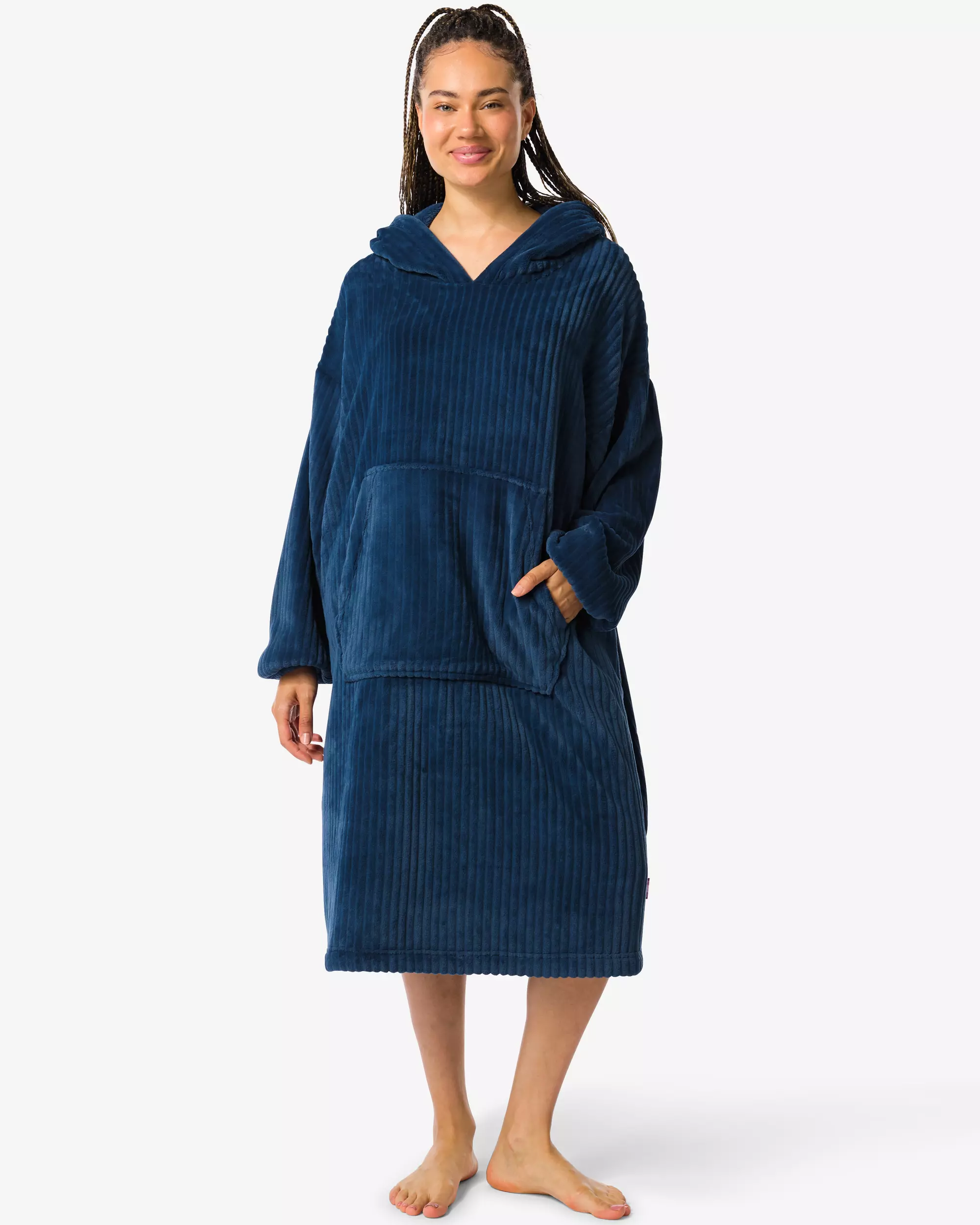 sweat à capuche snuggle hoodie polaire côtelé bleu
