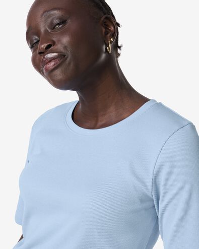 Damen-T-Shirt, normale Passform, gerippt blau blau - 36370085BLUE - HEMA
