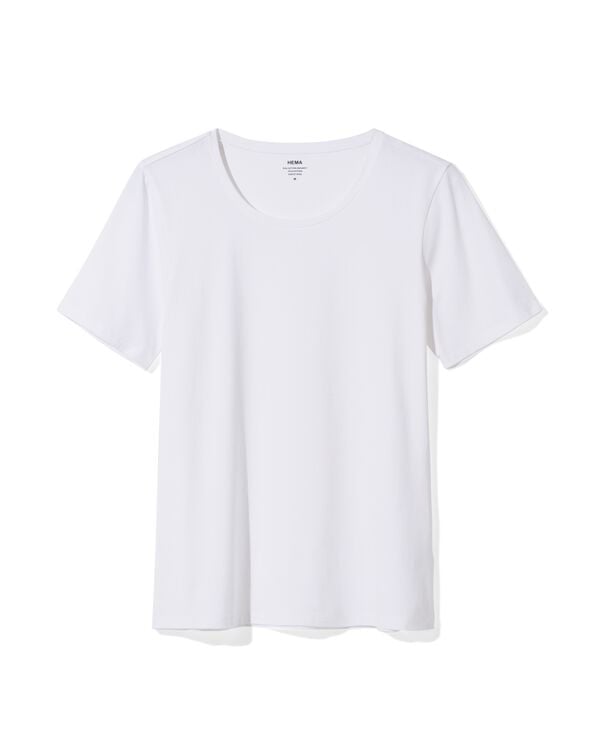 t-shirt femme slim fit col rond blanc blanc - 36301210WHITE - HEMA
