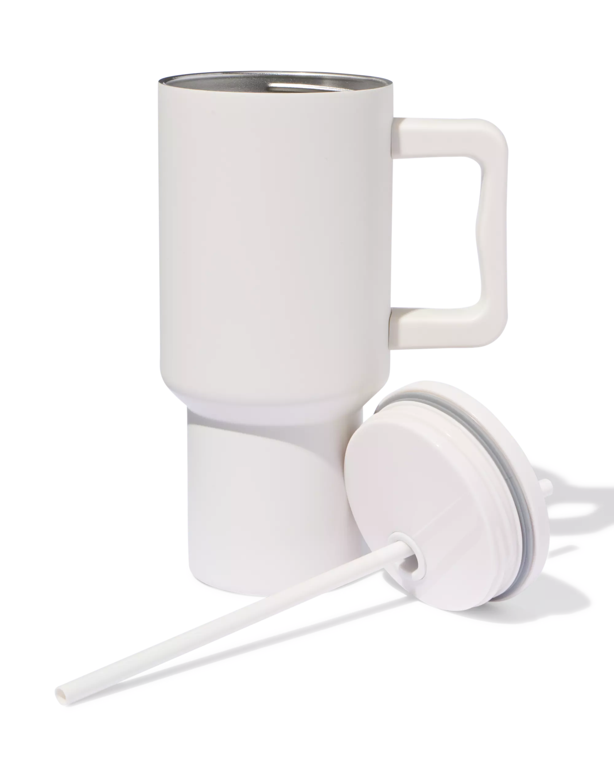 gobelet avec paille 900 ml en acier inoxydable beige