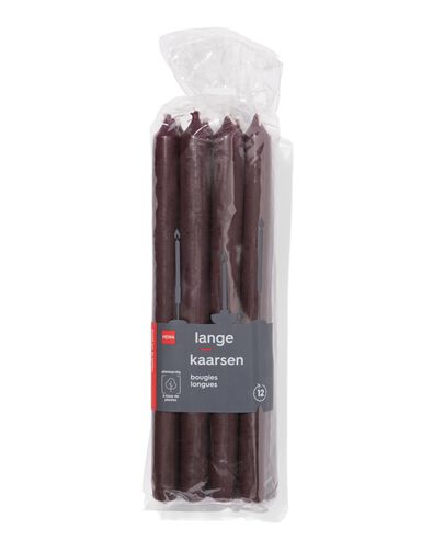 Lange Haushaltskerze, &Oslash; 2,2 &times; 29 cm, Dunkelbraun &ndash; 12 St&uuml;ck dunkelbraun 2,2 x 29 - 13504055 - HEMA