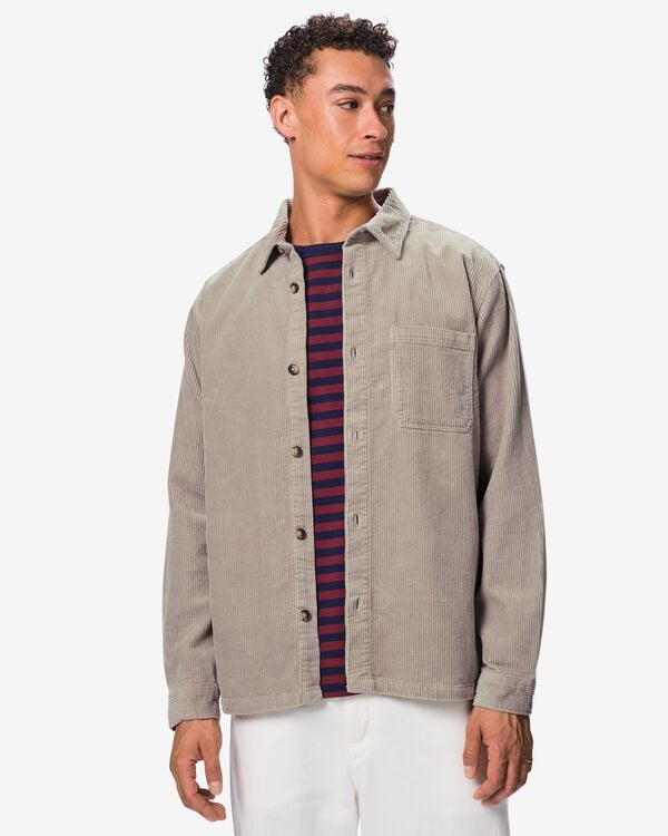 herenoverhemd corduroy lichtgrijs