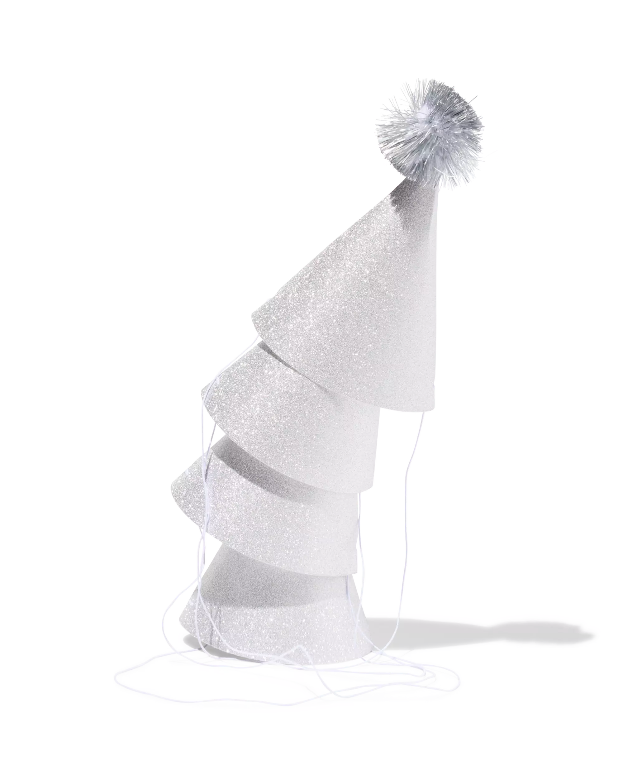 feesthoedjes pompon zilver - 4 stuks