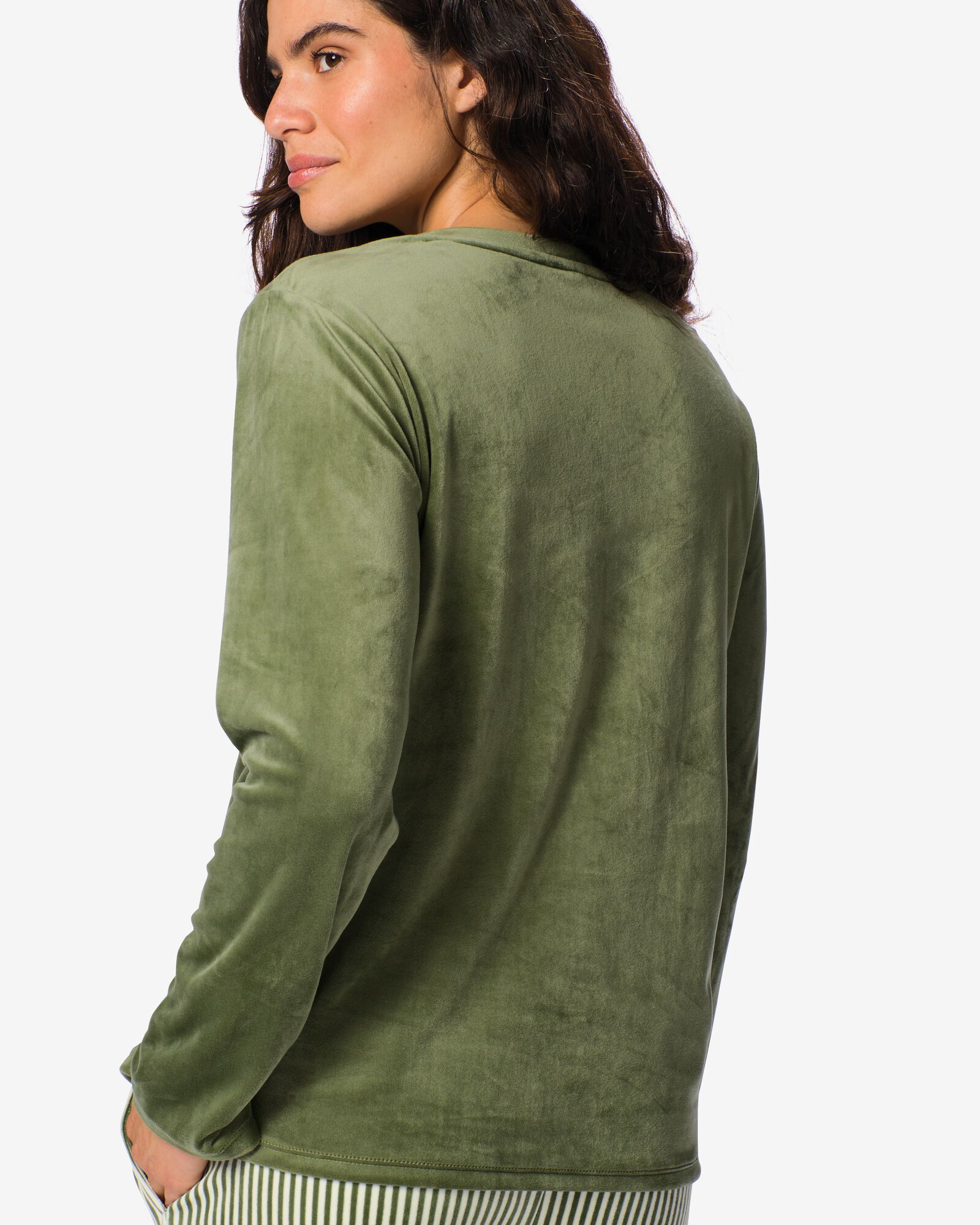 Damenshirt aus Samt gr&uuml;n gr&uuml;n - 23401373GREEN - HEMA