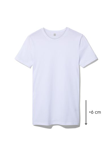 heren t-shirt regular fit o-hals extra lang - 2 stuks wit wit - 34277060WHITE - HEMA
