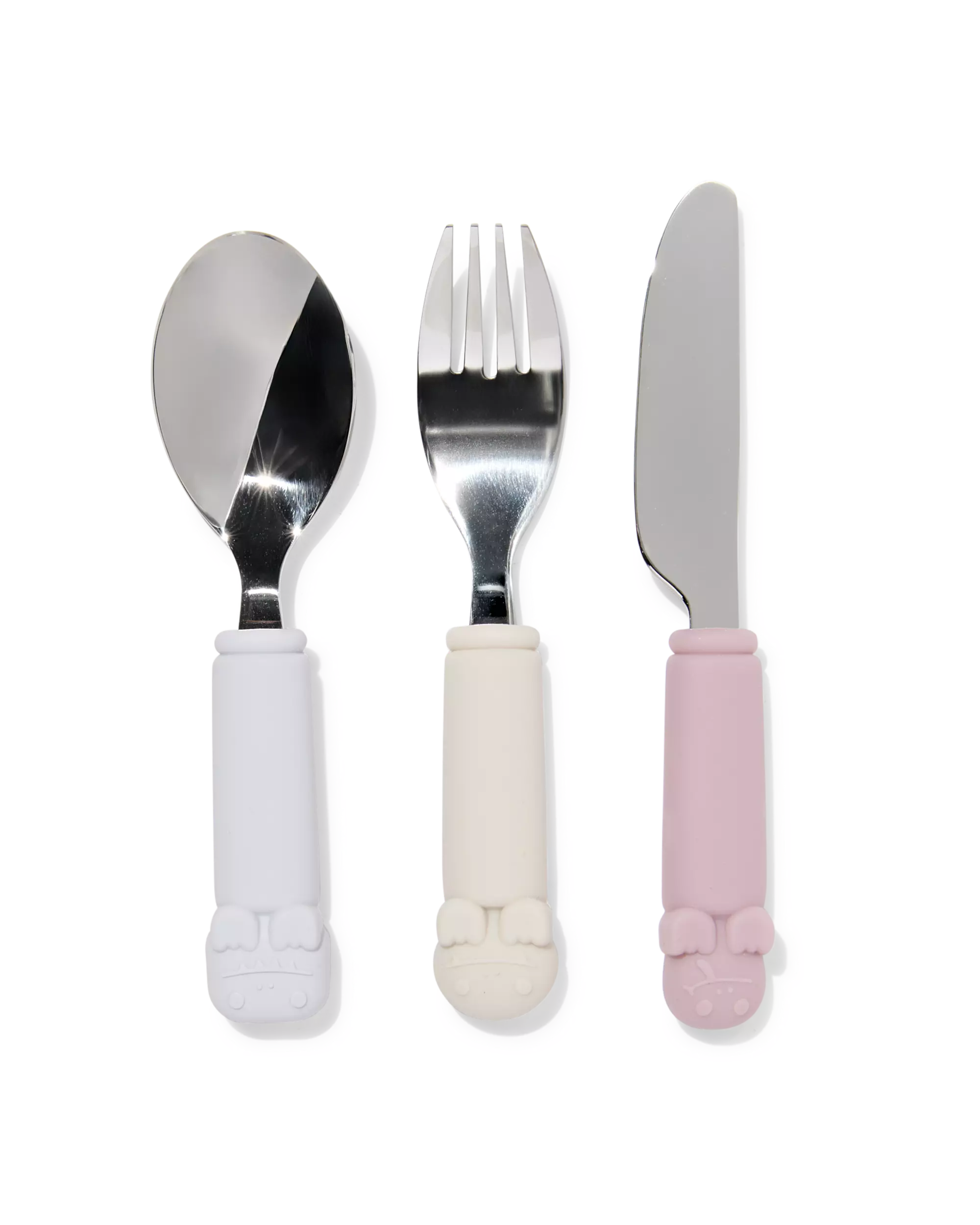 Kinderbesteck Silikonmonster rosa 3-teilig