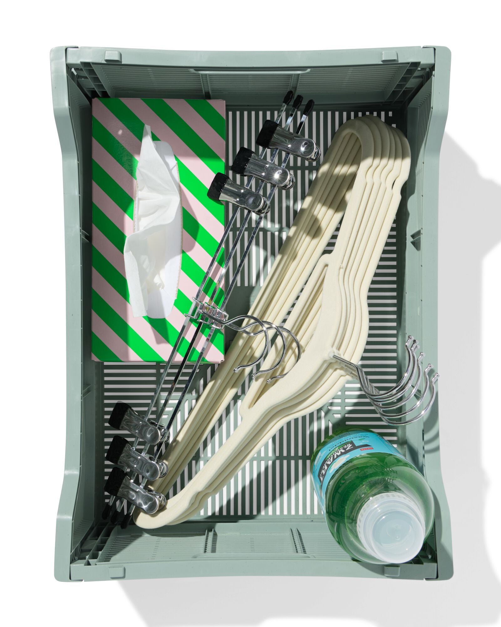 caisse pliante lettres recycl&eacute;e M vert menthe vert menthe M  30 x 40 x 17 - 39811078 - HEMA