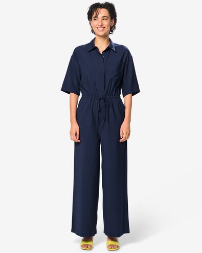 damesjumpsuit Sarie donkerblauw donkerblauw - 36212480DARKBLUE - HEMA
