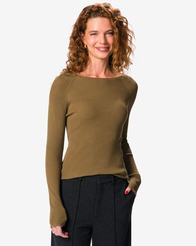 damestrui Louisa rib middenbruin middenbruin - 36214880MIDBROWN - HEMA