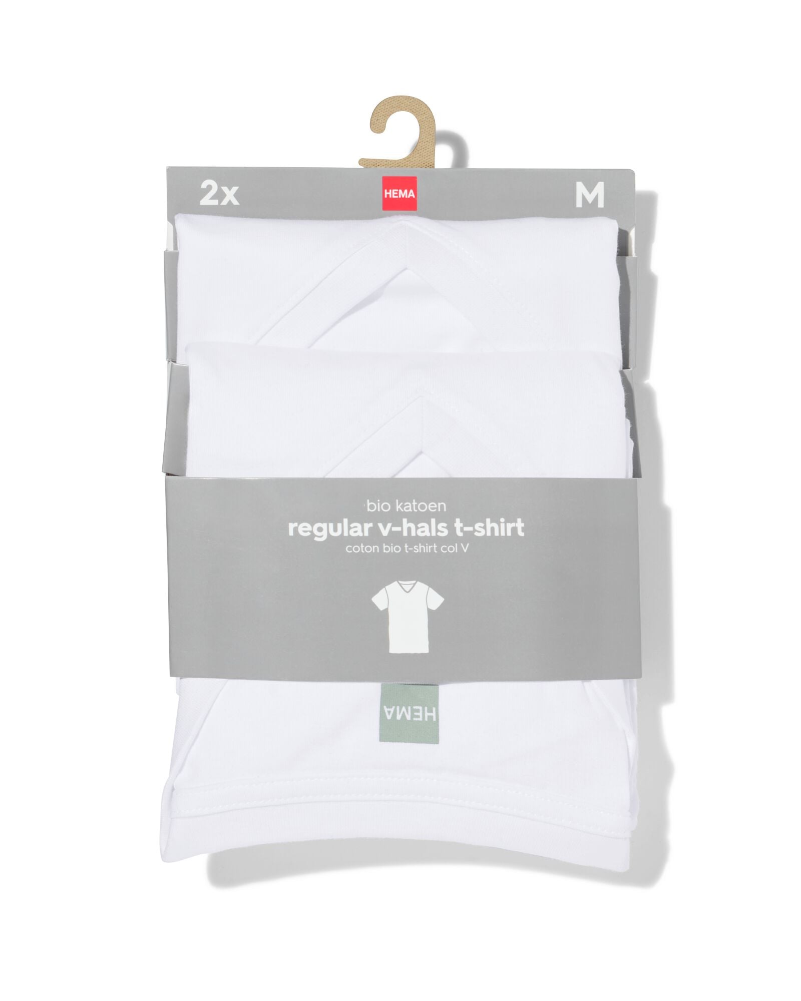 heren t-shirt regular fit v-hals - 2 stuks wit wit - 34277040WHITE - HEMA