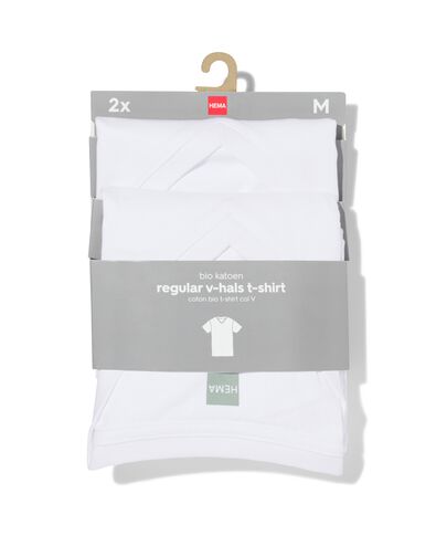 heren t-shirt regular fit v-hals - 2 stuks wit wit - 34277040WHITE - HEMA