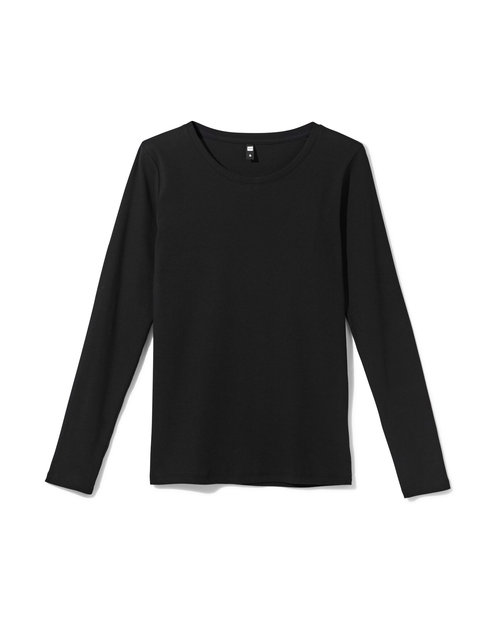 dames T-shirt Clara rib katoen zwart zwart - 36307760BLACK - HEMA