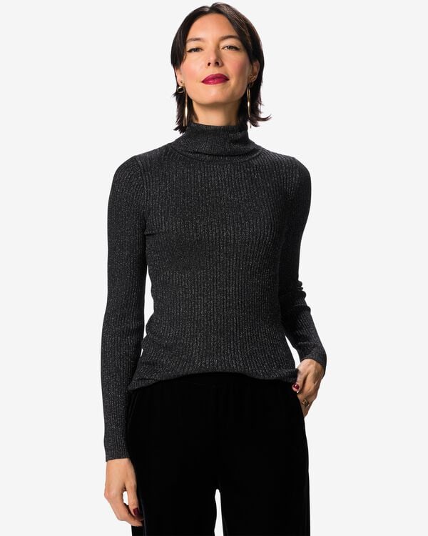 Damen-Rolli Nova, gerippt, Glitter schwarz schwarz - 36245480BLACK - HEMA