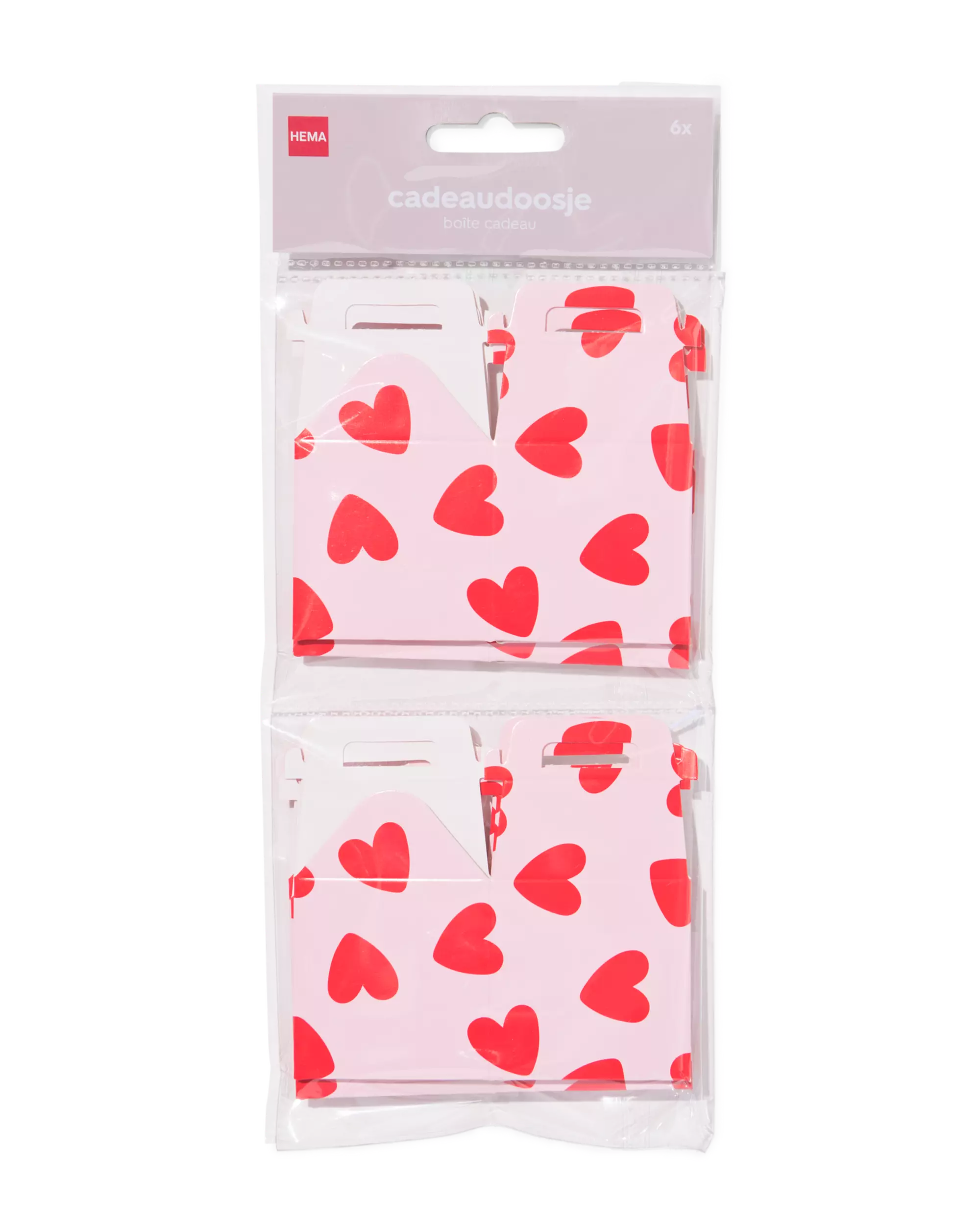 cadeaudoosjes 5x5x5cm hartjes - 6 stuks