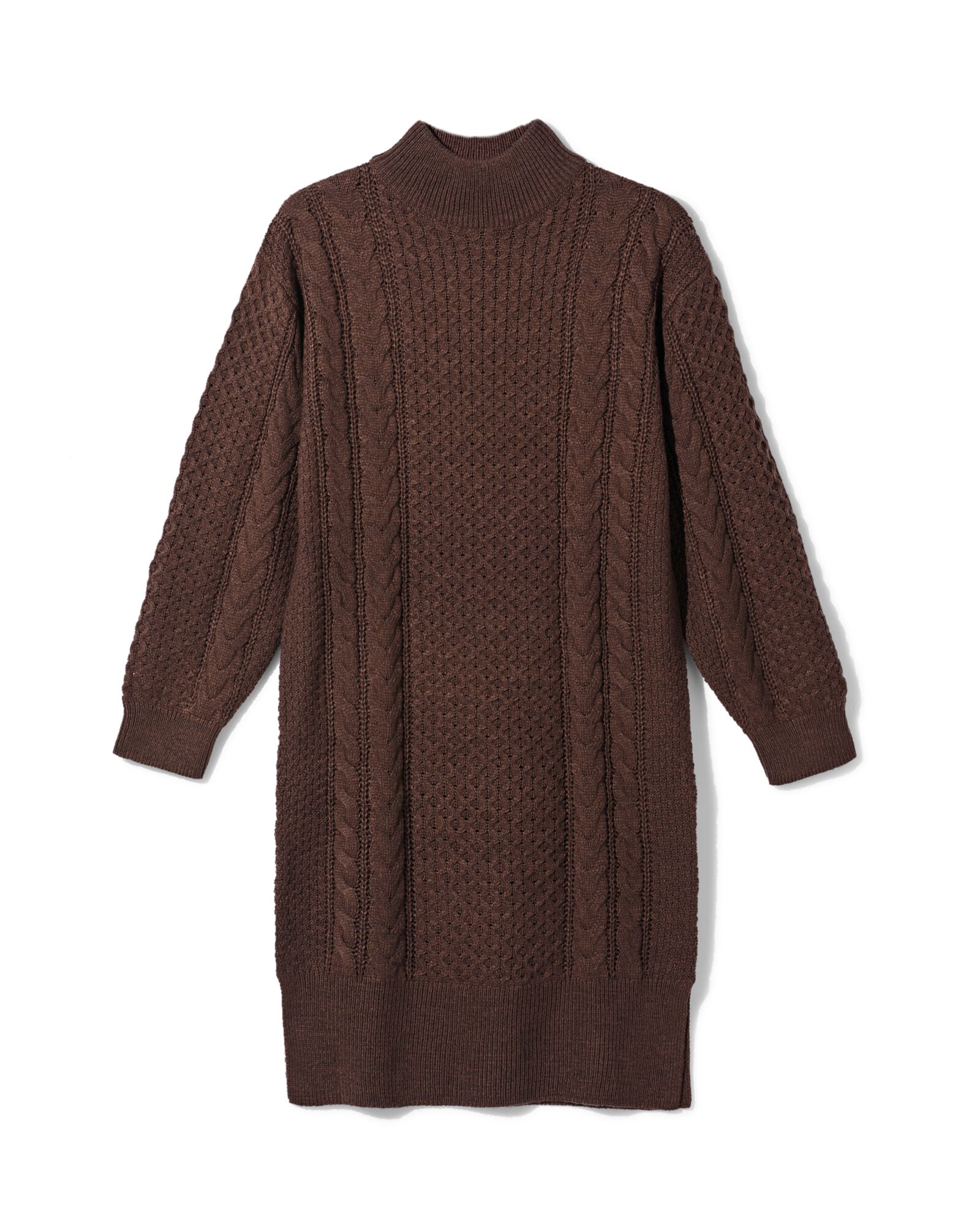 Damenkleid Zelda, Regular Fit, Zopfmuster, Grobstrick, Acryl braun braun - 36214640BROWN - HEMA