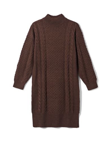Damenkleid Zelda, Regular Fit, Zopfmuster, Grobstrick, Acryl braun braun - 36214640BROWN - HEMA