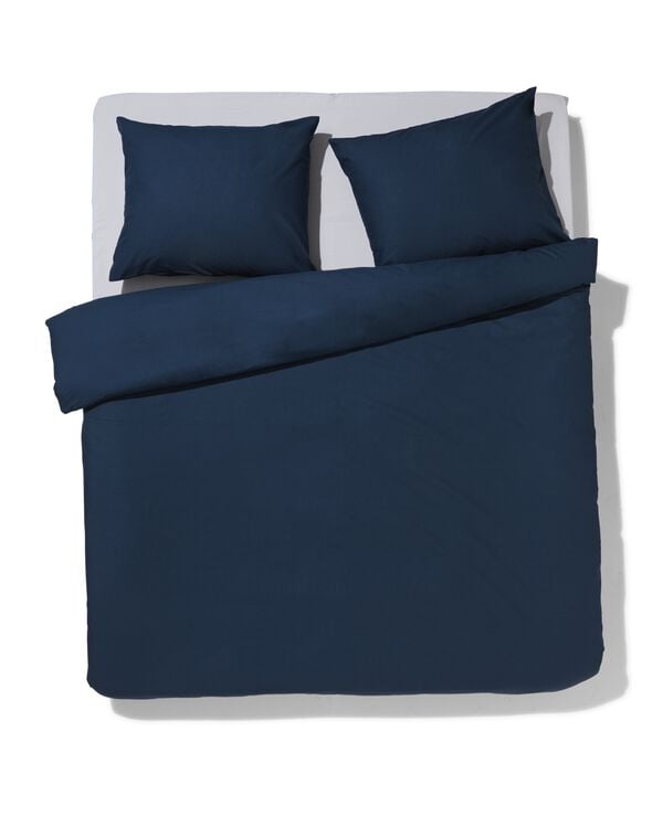 housse de couette 200x200/220cm en coton doux bleu fonc&eacute; - 5790129 - HEMA
