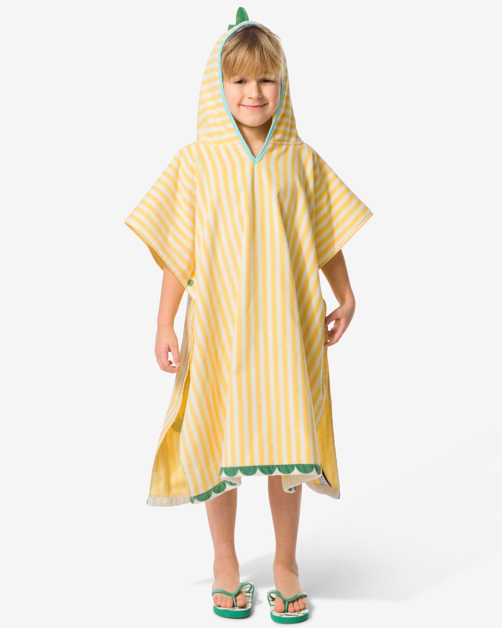 poncho enfant 68x78cm velours crocodile rayures - 5200255 - HEMA