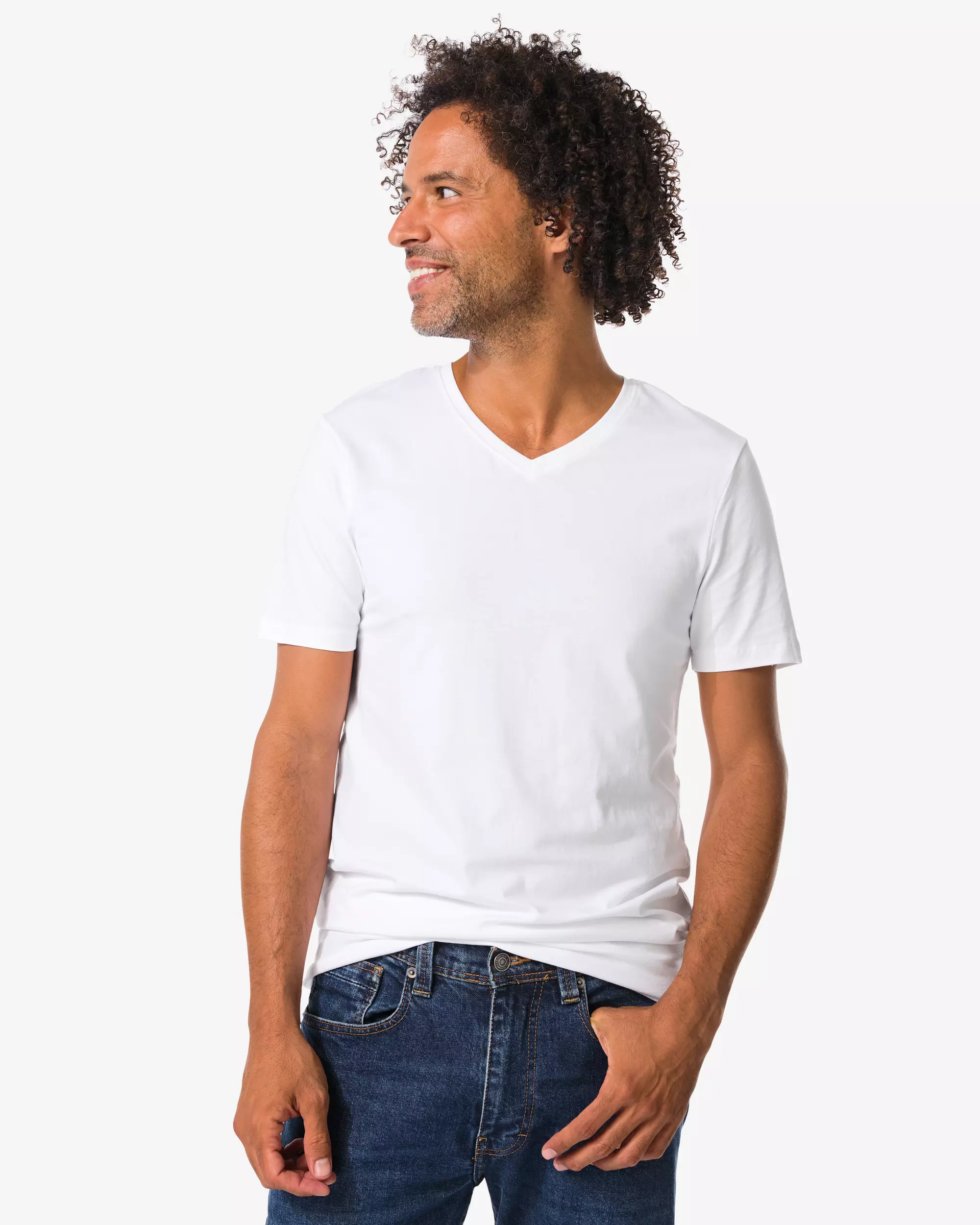 Herren-T-Shirts, Slim Fit, V-Ausschnitt, extra lang – 2 Stück