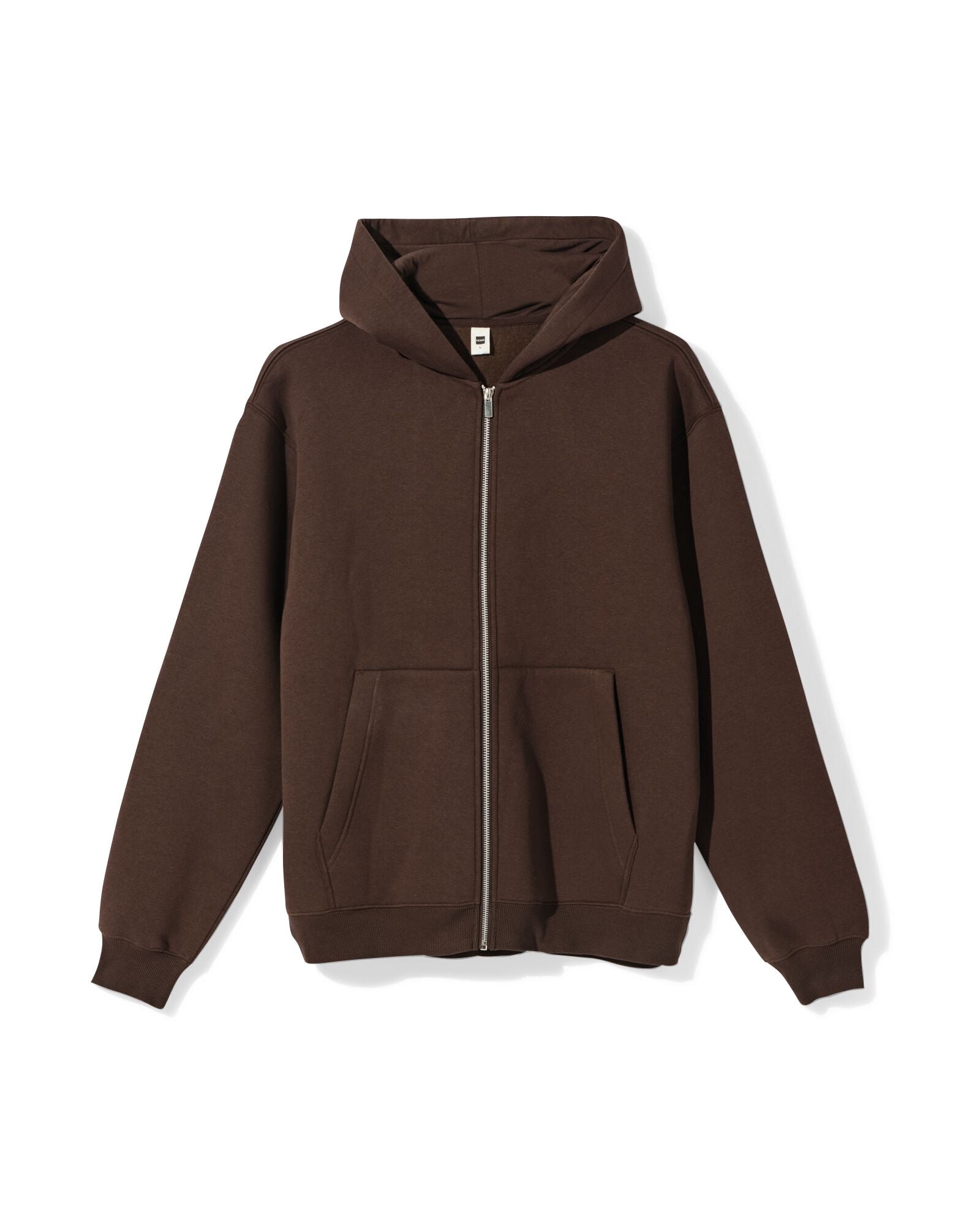 herenvest sweatstof donkerbruin donkerbruin - 2101030DARKBROWN - HEMA