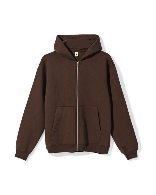 herenvest sweatstof donkerbruin donkerbruin - 2101030DARKBROWN - HEMA