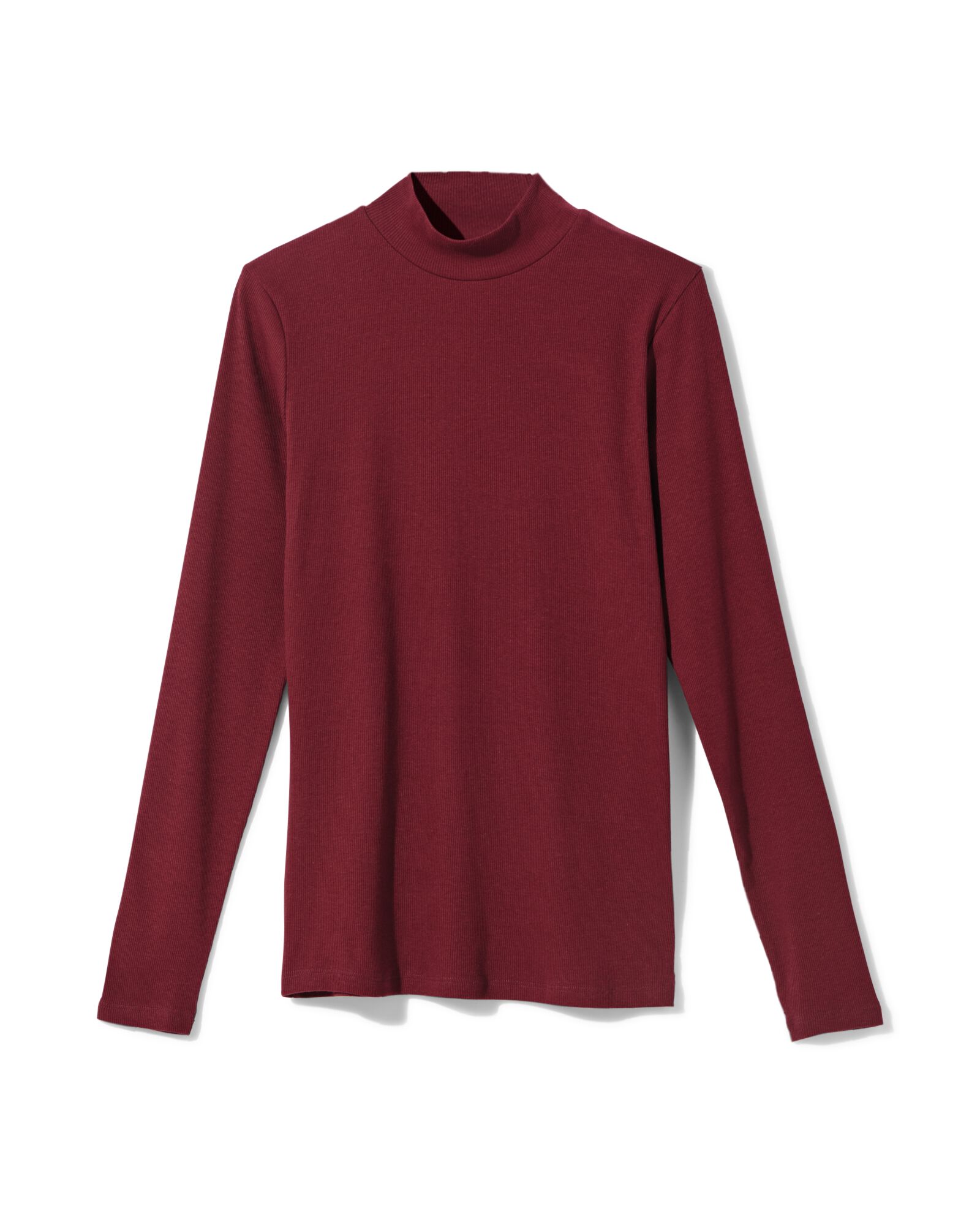 Damen-T-Shirt, gerippt bordeauxrot bordeauxrot - 36306370BURGUNDYRED - HEMA