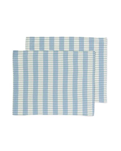 sets de table coton 35x45 bleu avec rayures - 2 pi&egrave;ces - 5330286 - HEMA