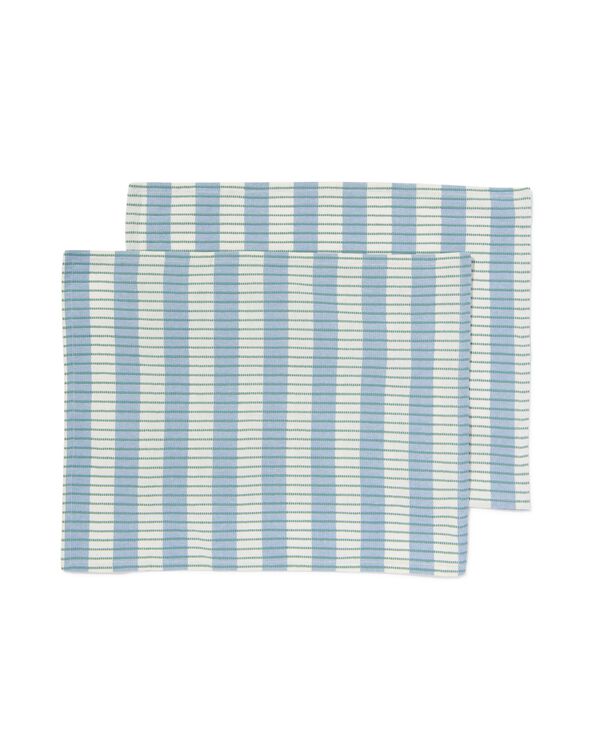 sets de table coton 35x45 bleu avec rayures - 2 pi&egrave;ces - 5330286 - HEMA