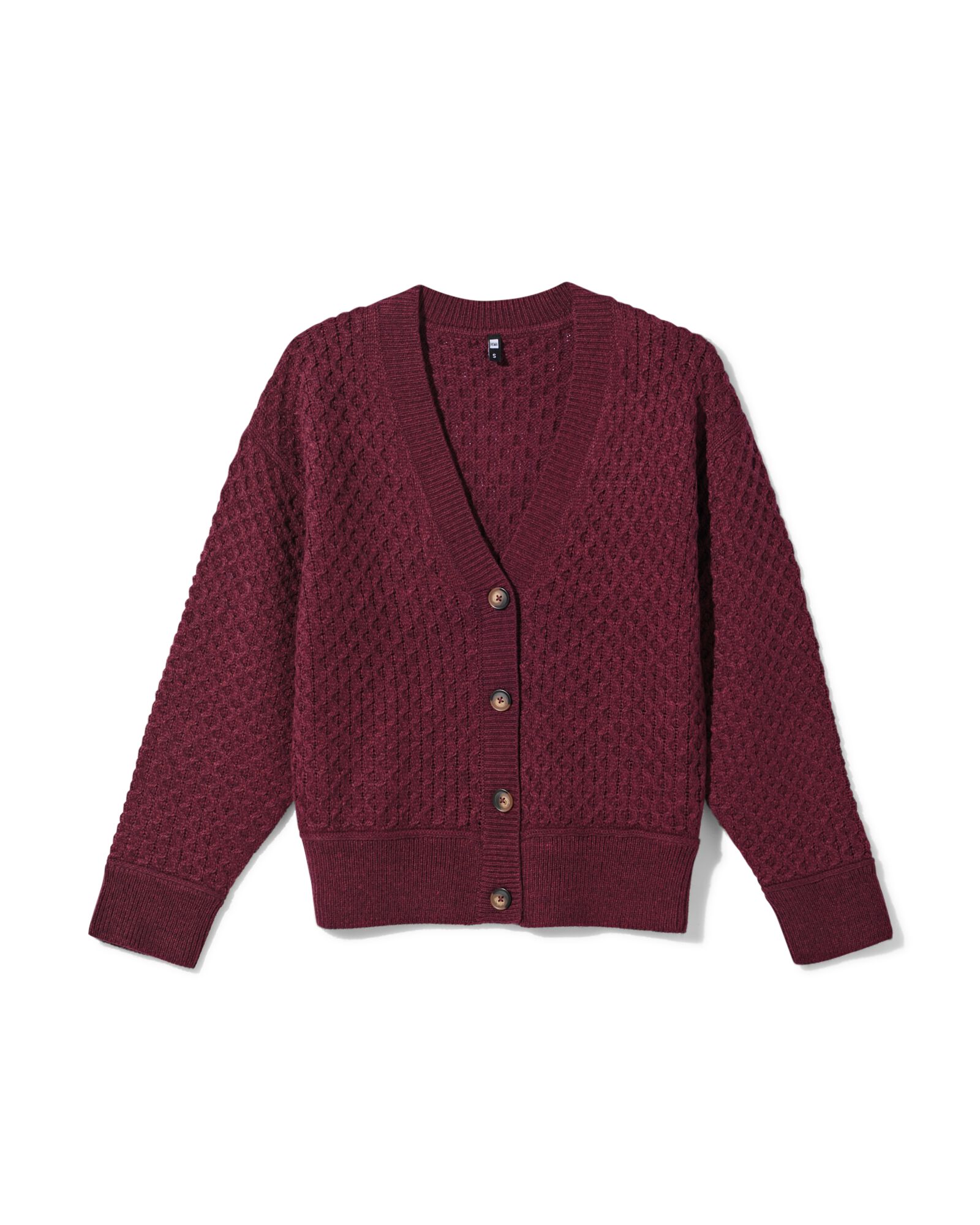 cardigan femme grosse maille acrylique bordeaux bordeaux - 36307380BURGUNDYRED - HEMA