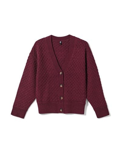cardigan femme grosse maille acrylique bordeaux bordeaux - 36307380BURGUNDYRED - HEMA