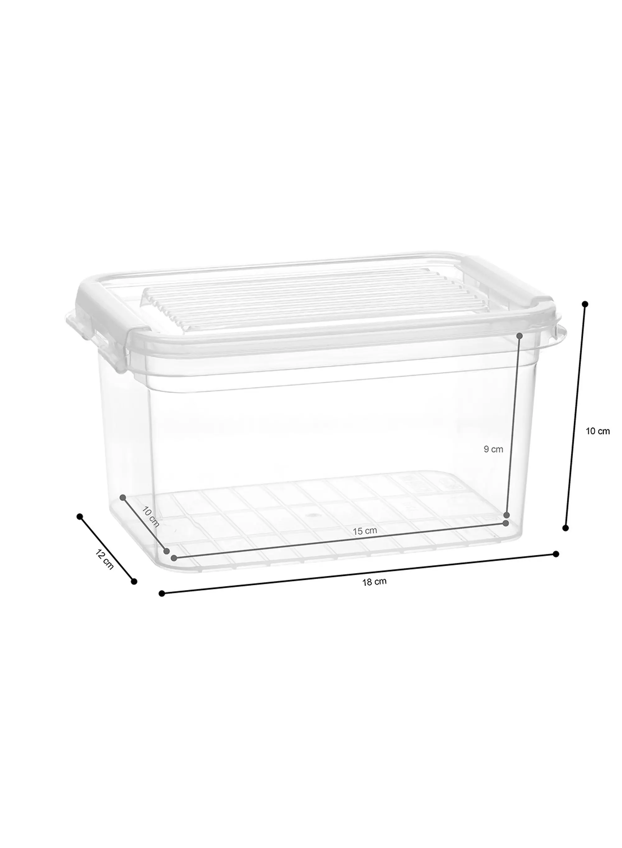 boîte de rangement avec couvercle 1.2L Dublin transparent 18x12x10